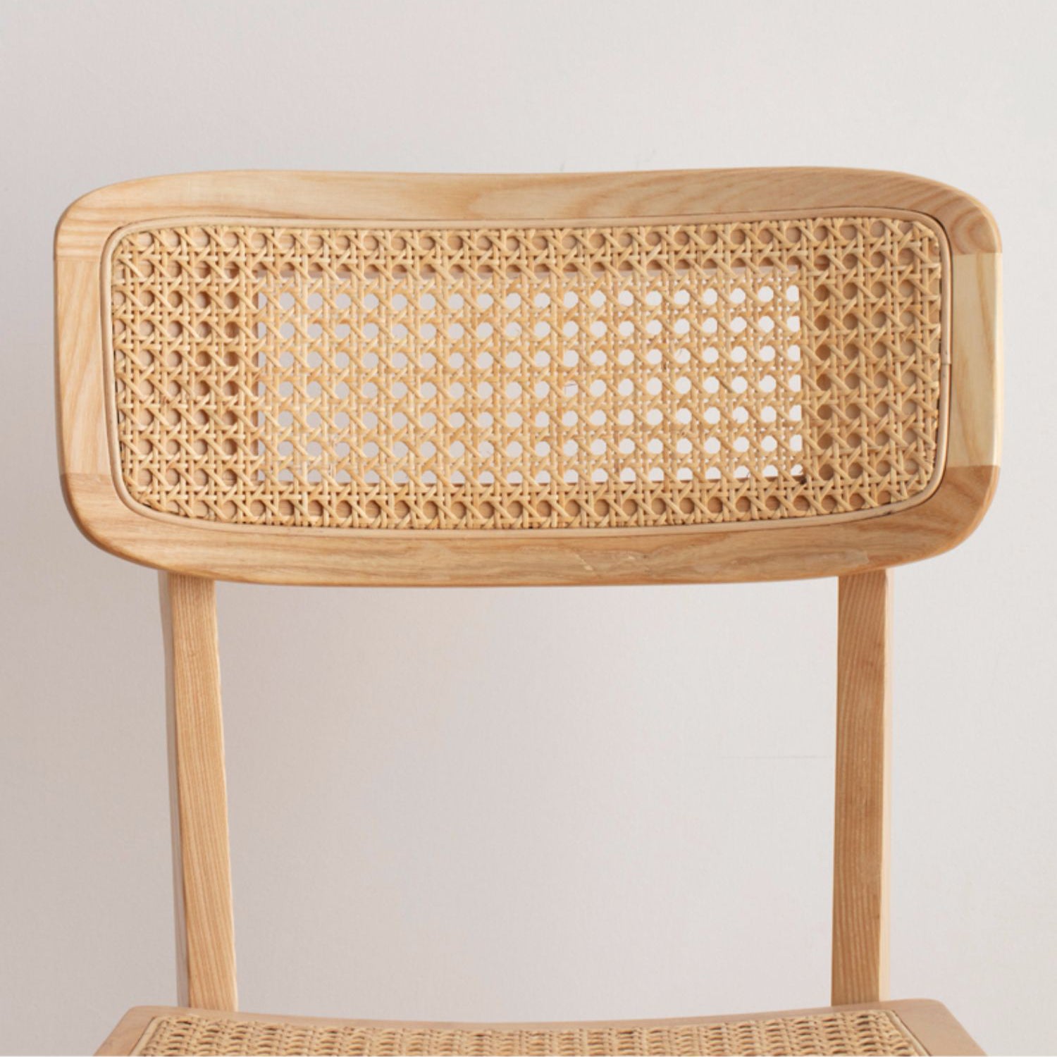 Elegant Brown Ash Wood Chair with Stylish Rattan Accents fcf-1472