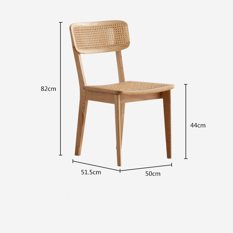 Elegant Brown Ash Wood Chair with Stylish Rattan Accents fcf-1472