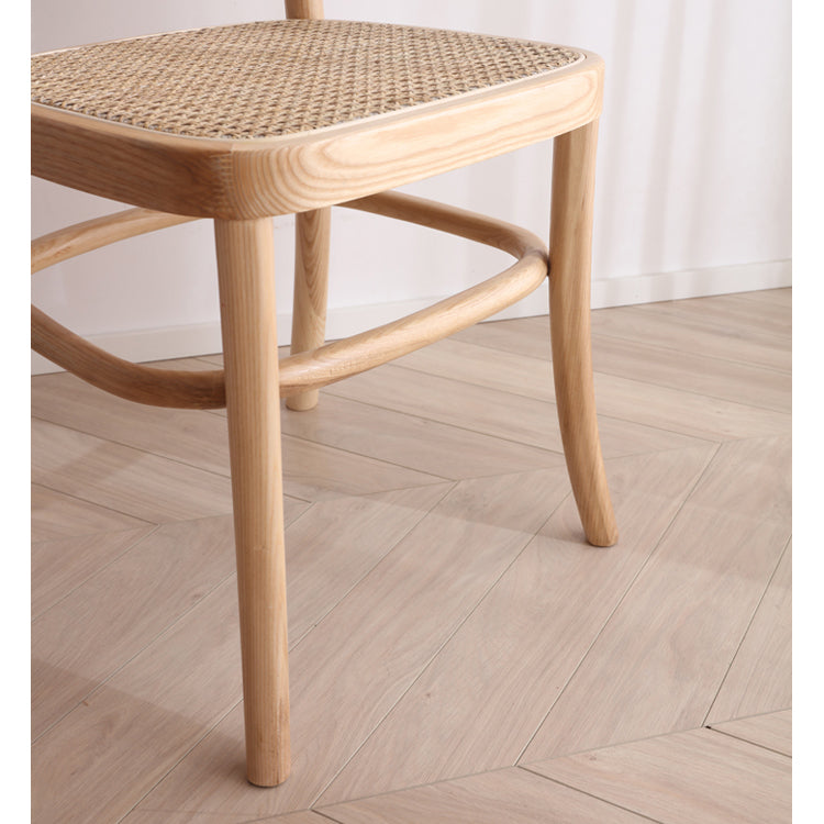 Elegant Natural Ash Wood Chair with Stylish Rattan Detailing fcf-1476