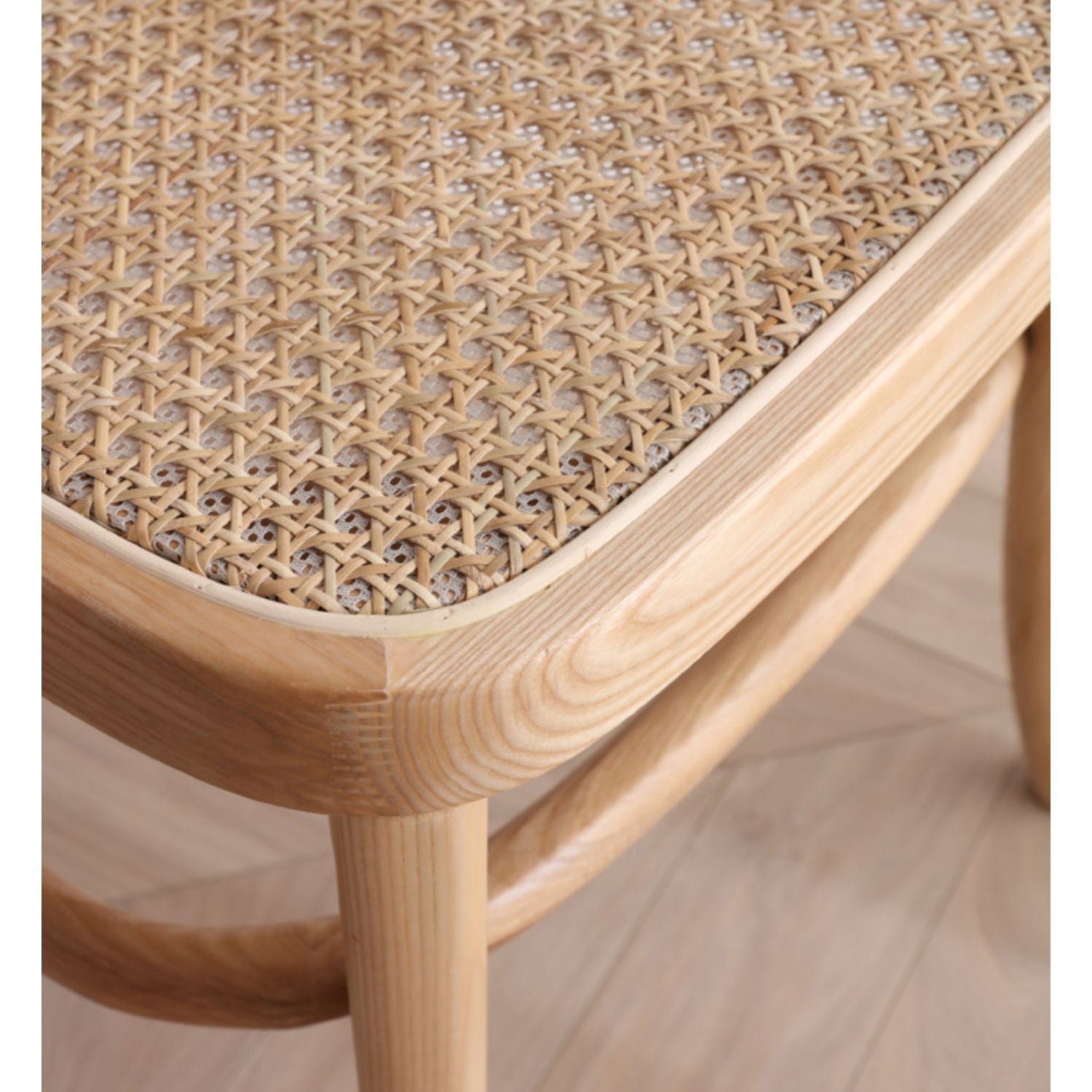 Elegant Natural Ash Wood Chair with Stylish Rattan Detailing fcf-1476