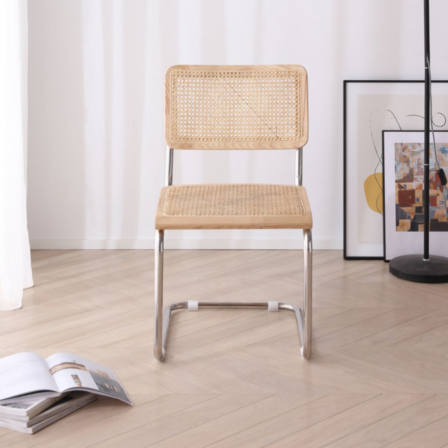 Elegant Natural Wood and Rattan Chair - Perfect Blend of Style & Comfort fcf-1477
