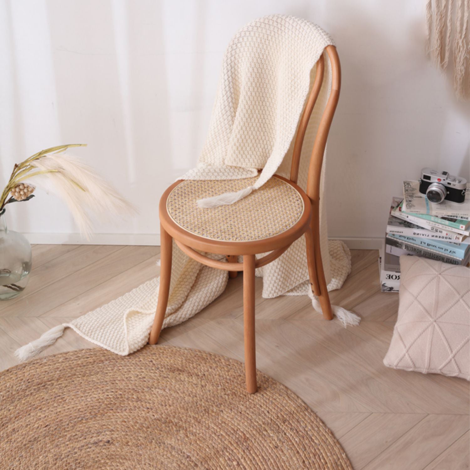 Stunning Beech & Rattan Natural Wood Chair for Elegant Interiors fcf-1481