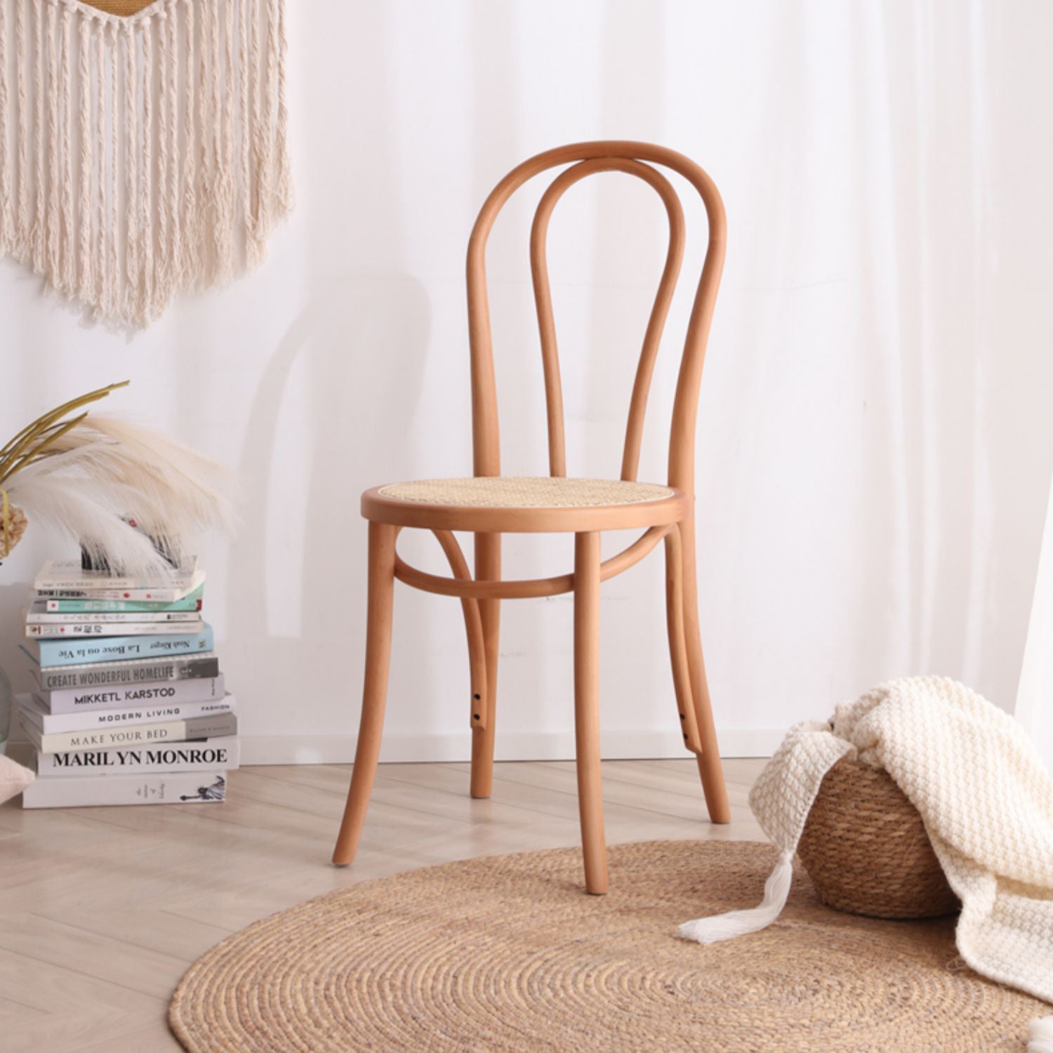 Stunning Beech & Rattan Natural Wood Chair for Elegant Interiors fcf-1481