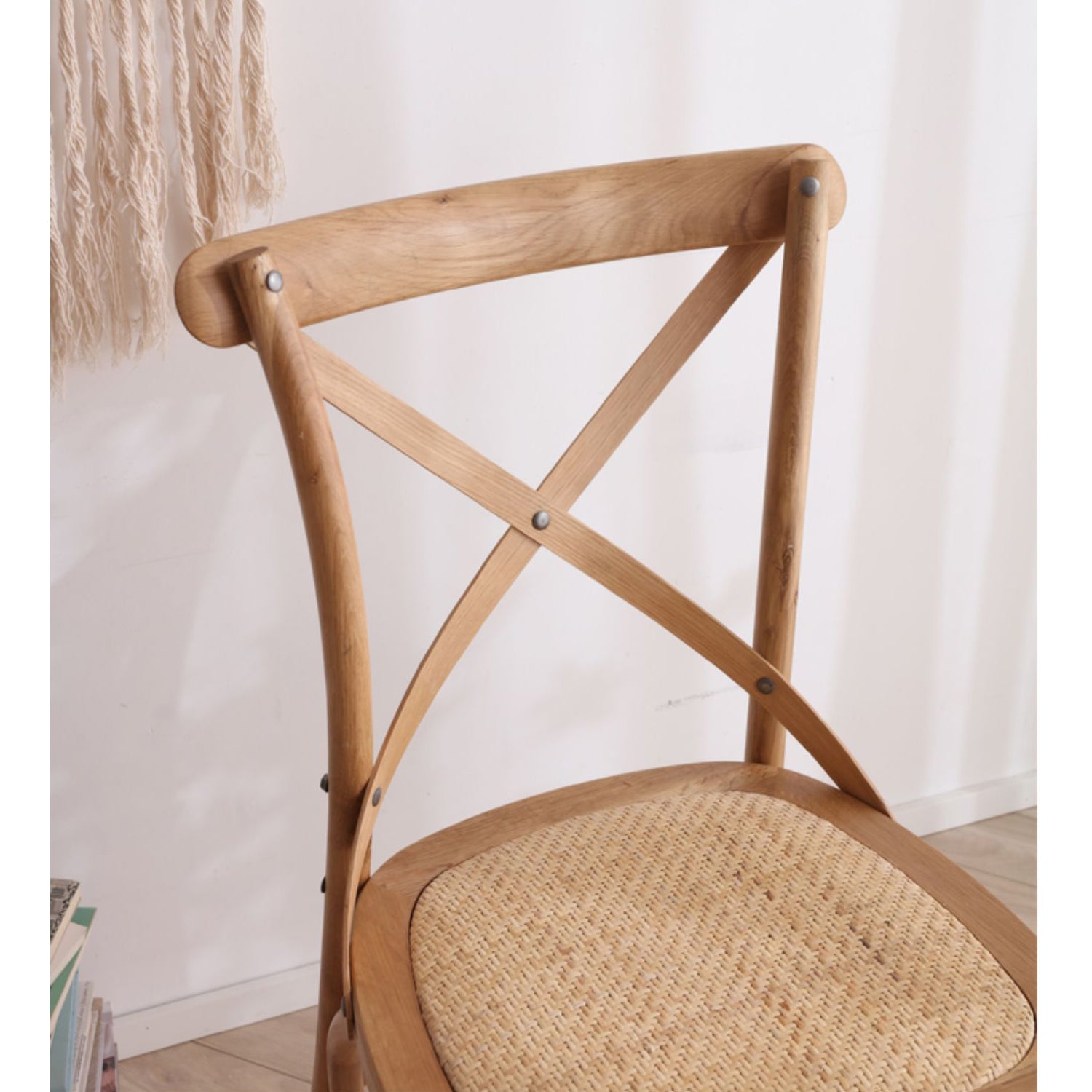 Stylish Beech Wood and Rattan Chair - Natural Elegance for Your Home fcf-1483