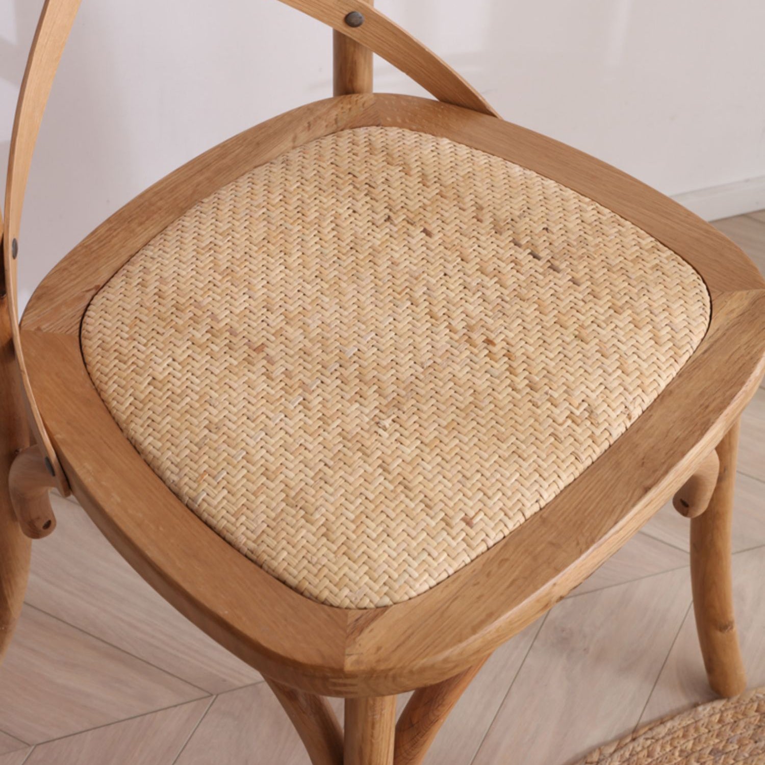 Stylish Beech Wood and Rattan Chair - Natural Elegance for Your Home fcf-1483