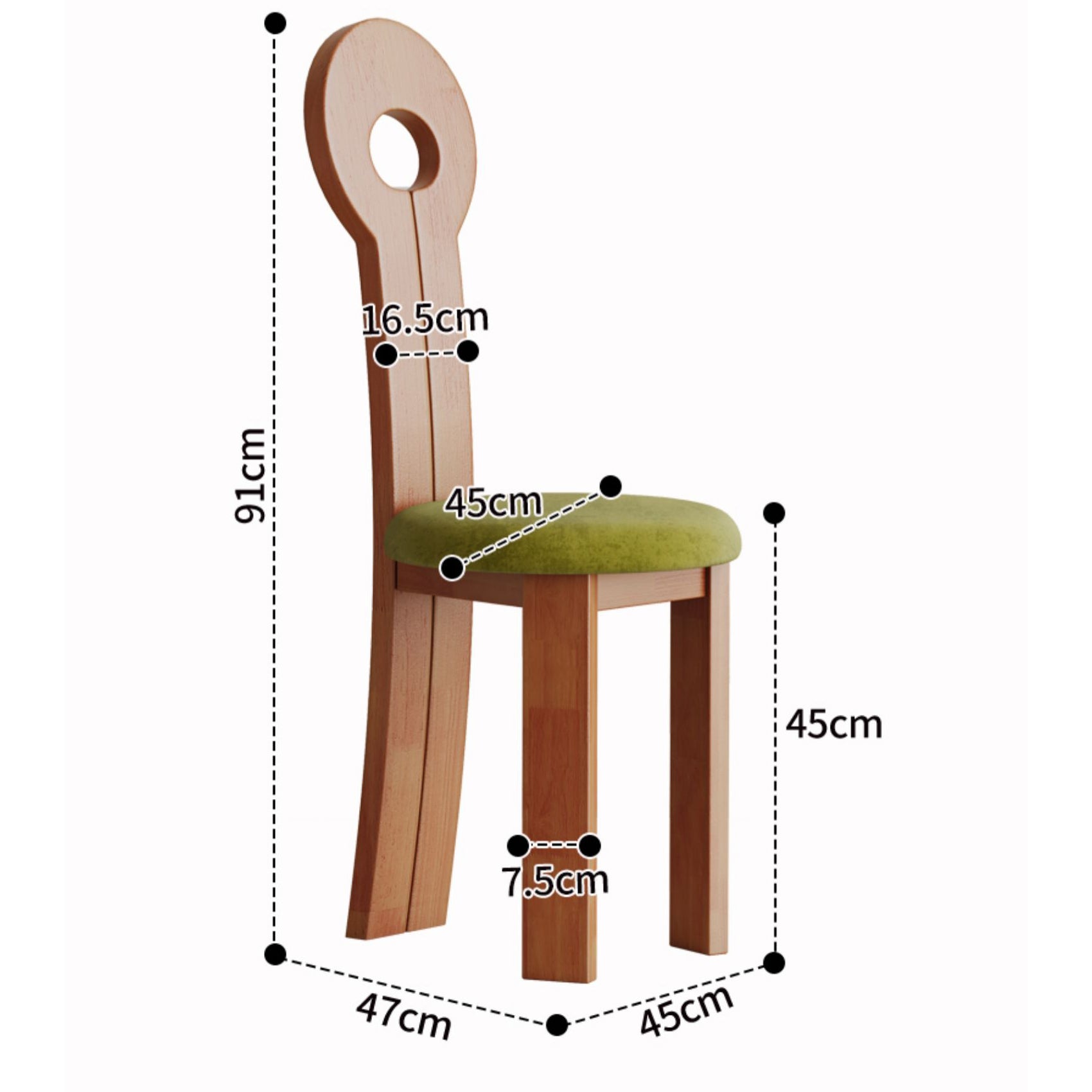 Rustic Natural Wood Chair with Cotton & Linen Cushion - Brown, Black, White Options fcf-1487