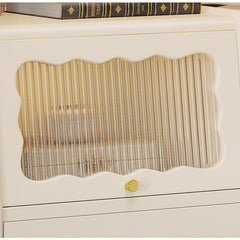Stylish Bedside Cupboard with Black, White, and Natural Light Brown Finishes - Featuring Glass and Rattan Design fcf-284