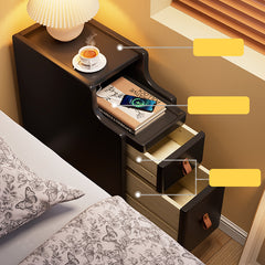 Sleek Bedside Cupboard - Black, White, Light Brown Natural Rubber Wood Finish fcf-301