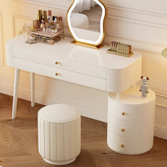 Elegant White Solid Wood Makeup Table with Chic Faux Leather Accents fcf-302