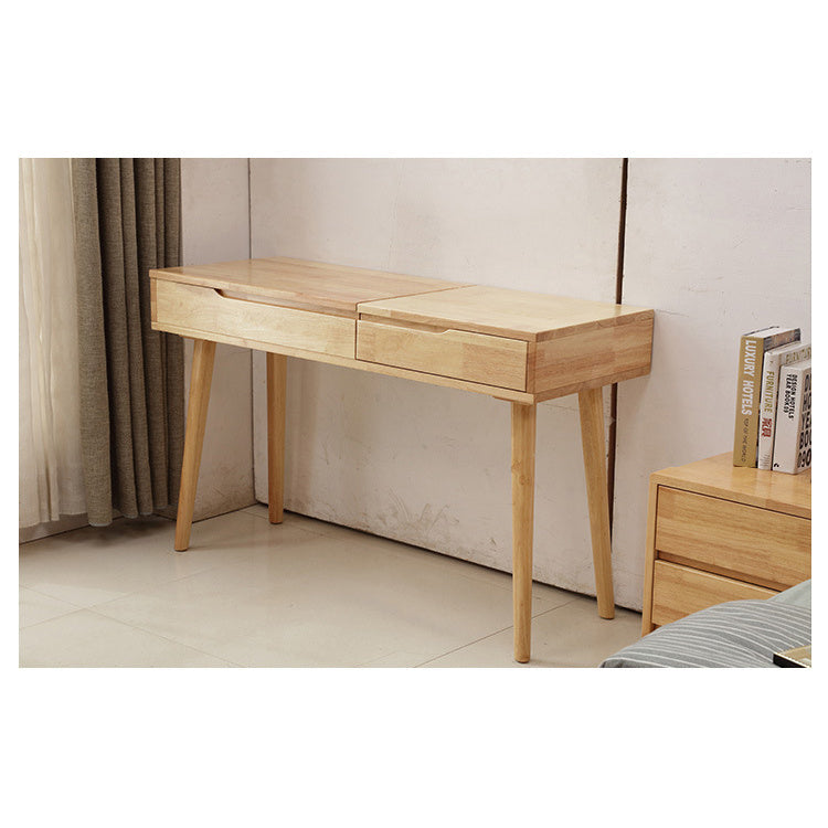 Natural Brown Rubber Wood Glass Makeup Vanity with Modern Design fcf-305