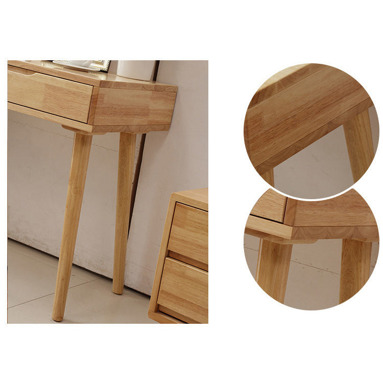 Natural Brown Rubber Wood Glass Makeup Vanity with Modern Design fcf-305
