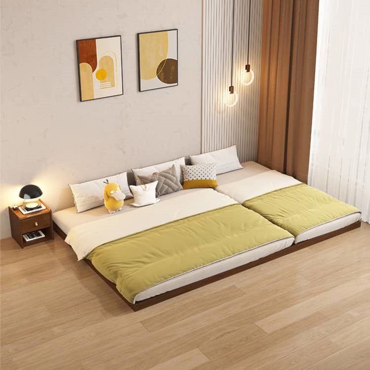 Premium Natural Brown Bed Frame - Solid Rubber Wood & Pine Wood Construction fcf-311