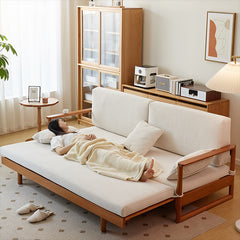 Elegant Corduroy Sofa in Beige, Green, and Gray with Cherry and Zelkova Wood Accents - Perfect for Modern Living Rooms fcp-1289