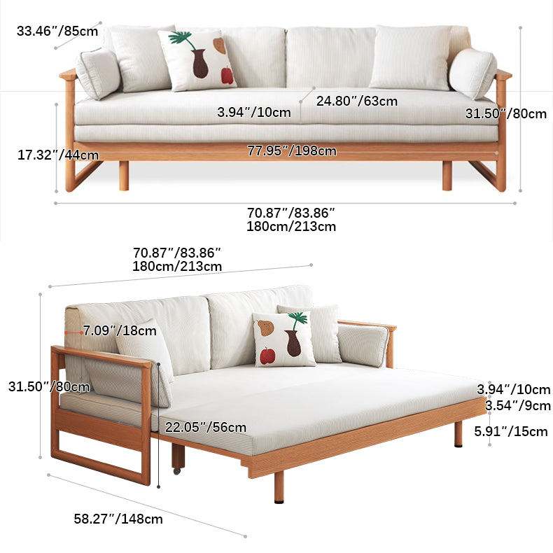 Elegant Corduroy Sofa in Beige, Green, and Gray with Cherry and Zelkova Wood Accents - Perfect for Modern Living Rooms fcp-1289