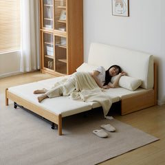 Premium Beige Gray Sofa with Zelkova Wood Frame and Cotton-Linen Upholstery fcp-1291