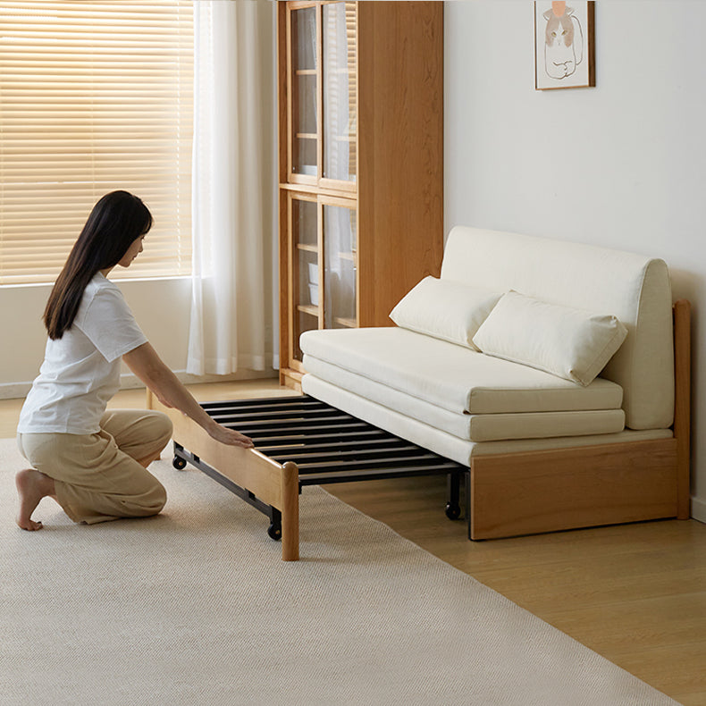 Premium Beige Gray Sofa with Zelkova Wood Frame and Cotton-Linen Upholstery fcp-1291