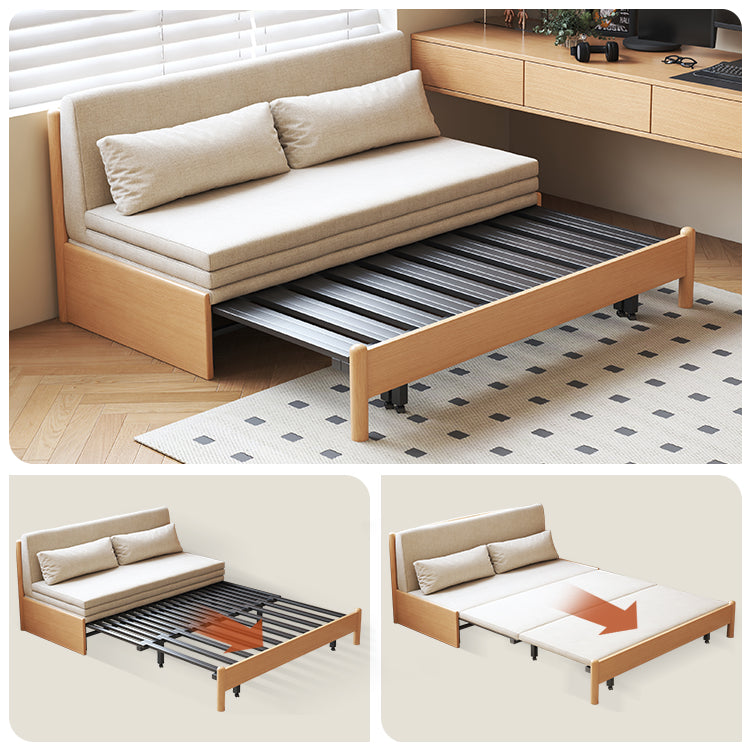 Premium Beige Gray Sofa with Zelkova Wood Frame and Cotton-Linen Upholstery fcp-1291