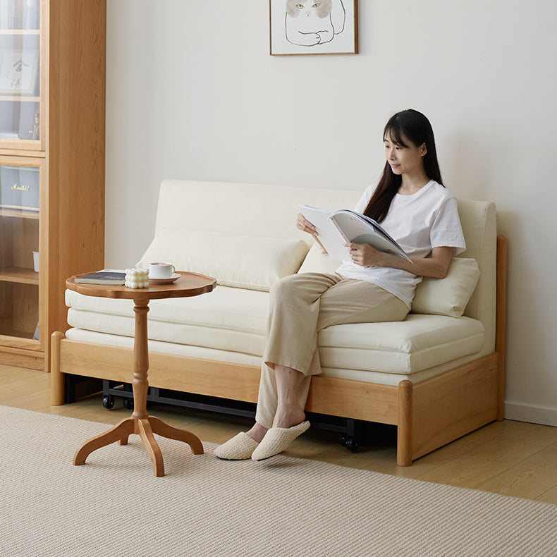 Premium Beige Gray Sofa with Zelkova Wood Frame and Cotton-Linen Upholstery fcp-1291