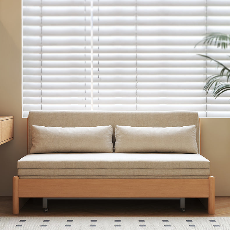 Premium Beige Gray Sofa with Zelkova Wood Frame and Cotton-Linen Upholstery fcp-1291