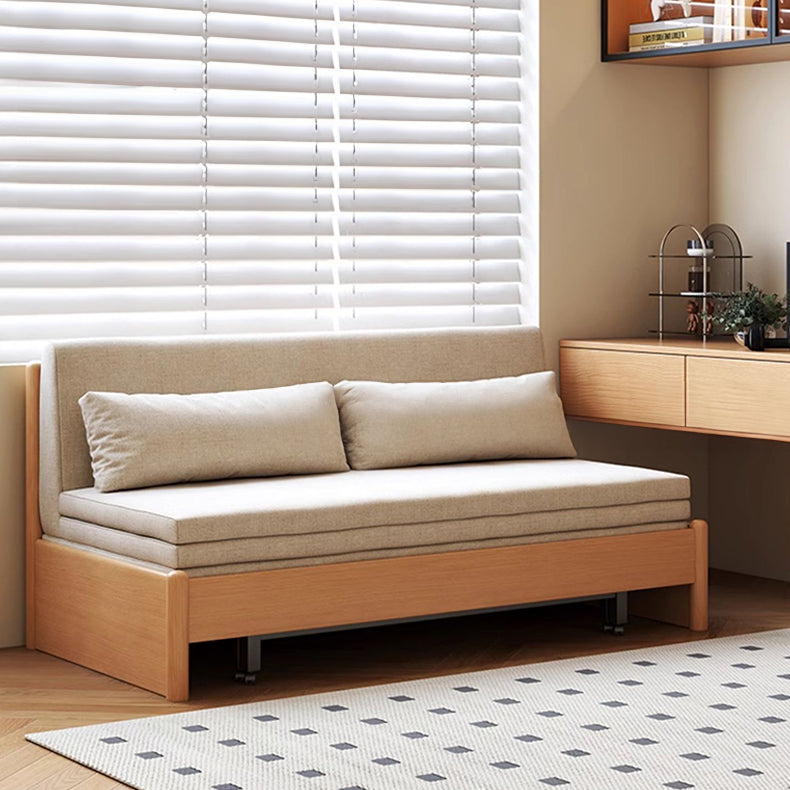 Premium Beige Gray Sofa with Zelkova Wood Frame and Cotton-Linen Upholstery fcp-1291