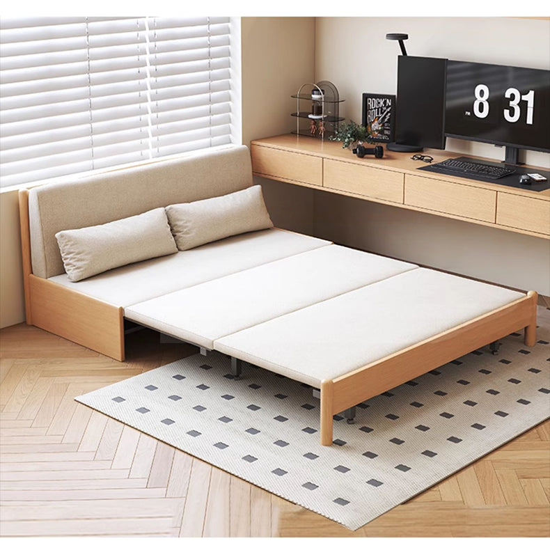 Premium Beige Gray Sofa with Zelkova Wood Frame and Cotton-Linen Upholstery fcp-1291