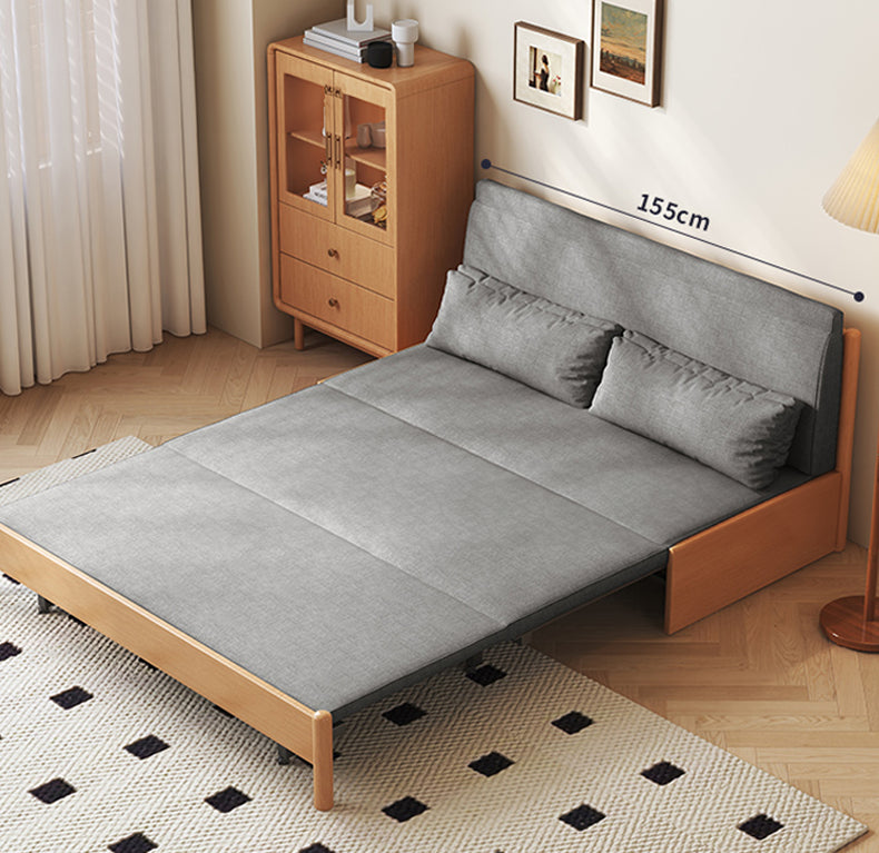Premium Beige Gray Sofa with Zelkova Wood Frame and Cotton-Linen Upholstery fcp-1291