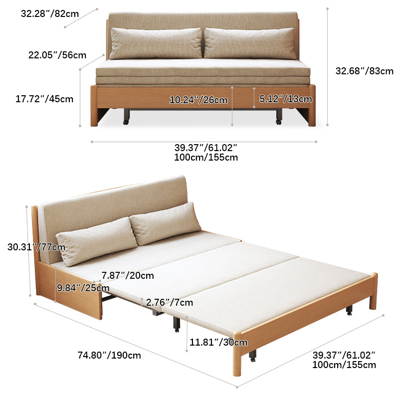 Premium Beige Gray Sofa with Zelkova Wood Frame and Cotton-Linen Upholstery fcp-1291