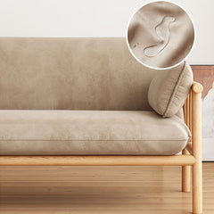 Modern Multi-Color Sofa with Faux Leather and Oak Wood Accents - Beige, Yellow, Gray, Blue, Green, Light Brown fcp-1293