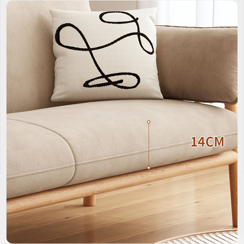 Modern Multi-Color Sofa with Faux Leather and Oak Wood Accents - Beige, Yellow, Gray, Blue, Green, Light Brown fcp-1293
