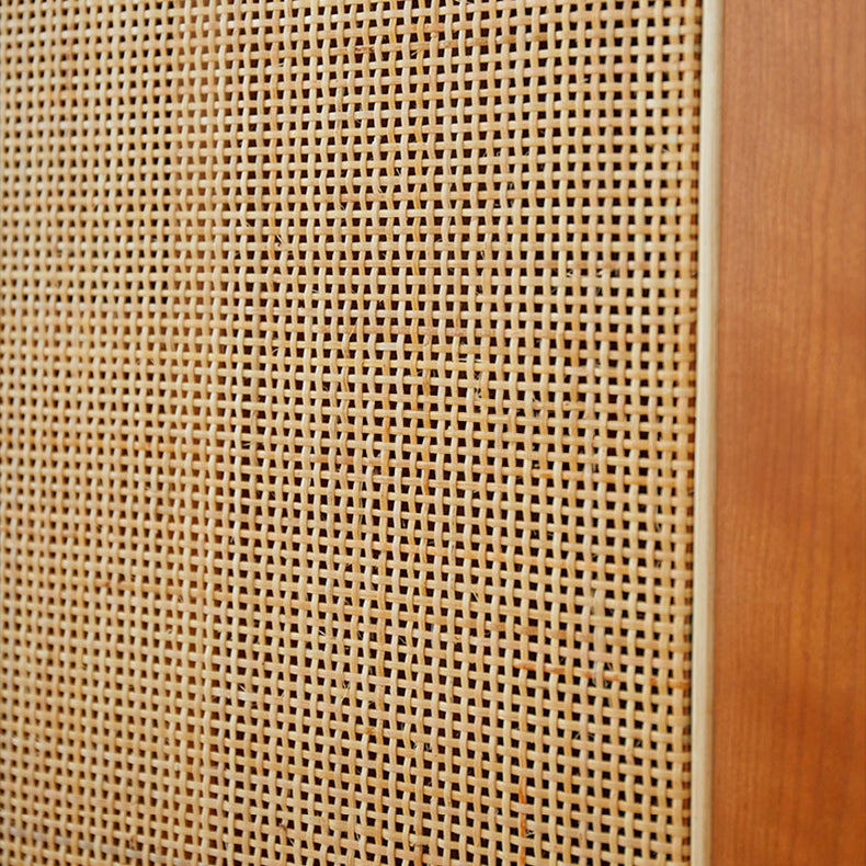 Elegant Natural Cherry Wood Cabinet with Rattan Inlays - Perfect for Stylish Living Spaces fcp-1323