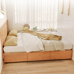 Elegant Ash Wood Bed Frame | Natural Brown & White Finish for Modern Bedrooms fjjj-1657