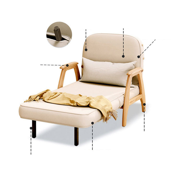 Stylish Beige Sofa with Natural Wood Accents - Comfortable Down and Faux Leather Finish fjjj-1661