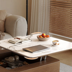 Elegant White and Brown Ceramic Tea Table with Cotton and Linen Finish fjnl-1591