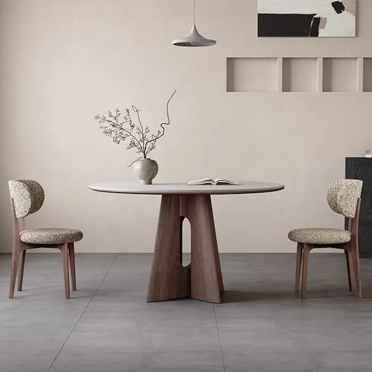 Table White Black Sintered Stone Multi-layer board Ash wood fkan-6562