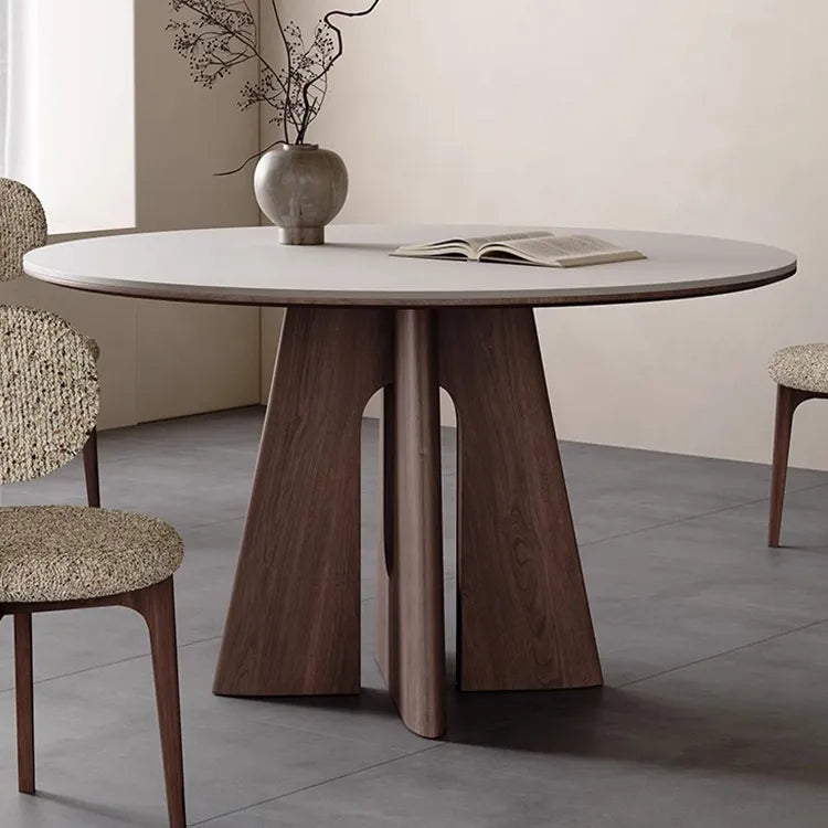 Table White Black Sintered Stone Multi-layer board Ash wood fkan-6562
