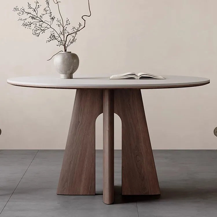 Table White Black Sintered Stone Multi-layer board Ash wood fkan-6562