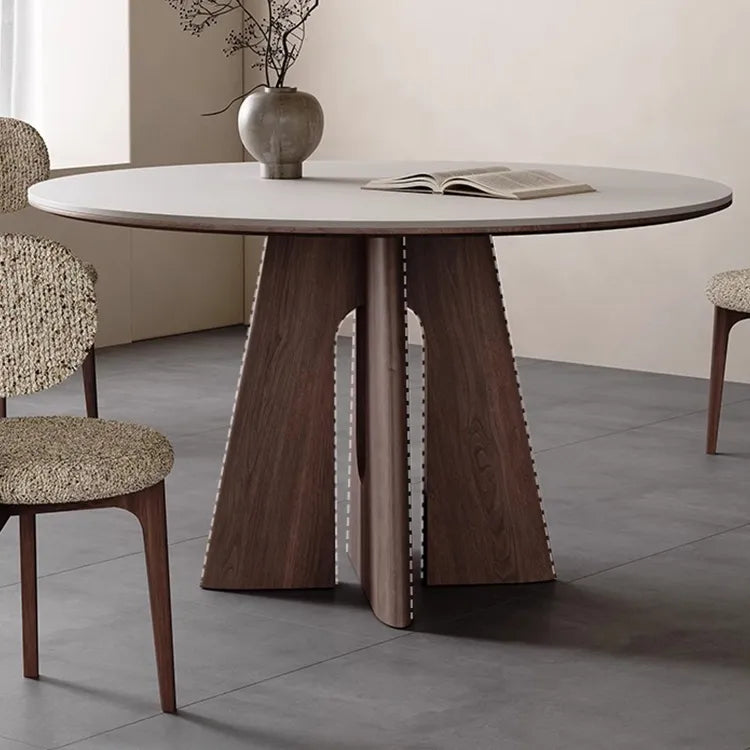 Table White Black Sintered Stone Multi-layer board Ash wood fkan-6562