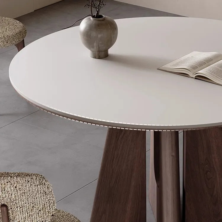Table White Black Sintered Stone Multi-layer board Ash wood fkan-6562