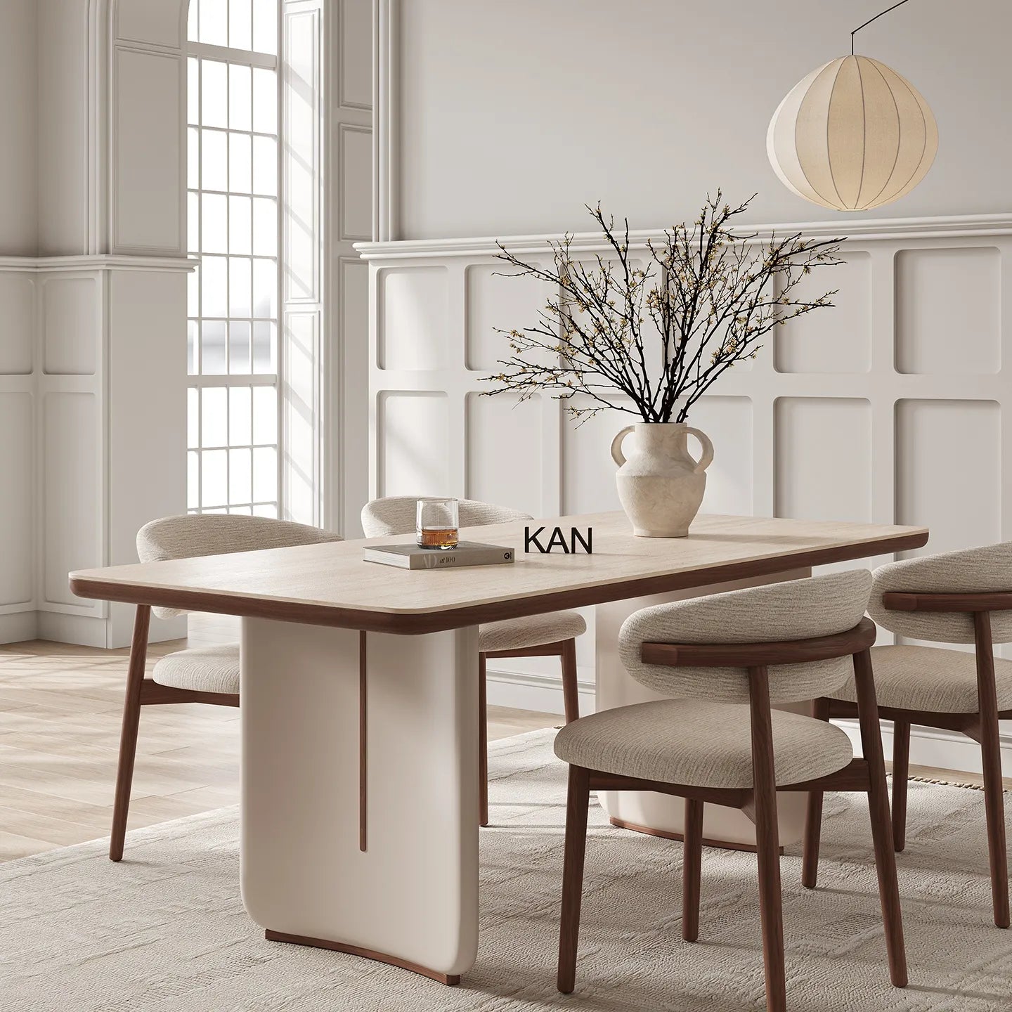 Table White COLOR1 Sintered Stone Multi-layer board Oak fkan-6563