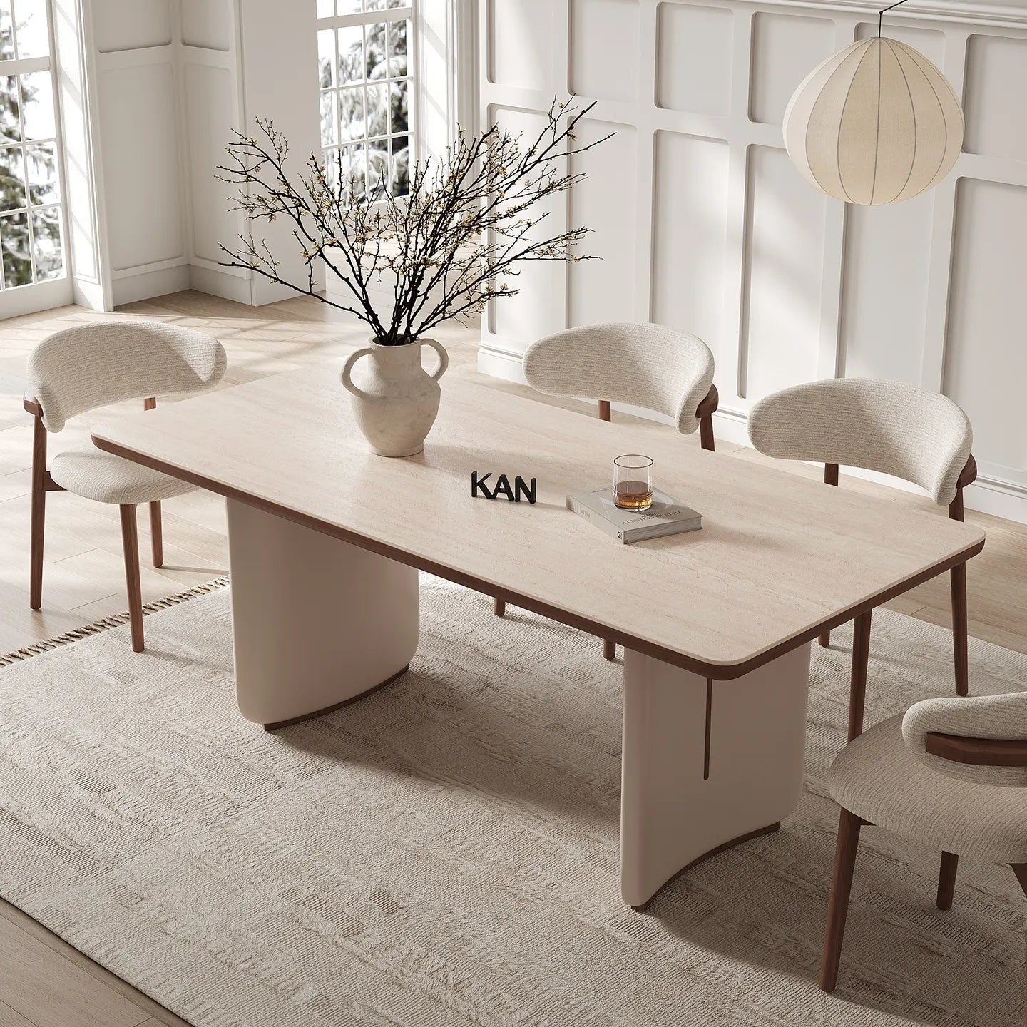 Table White COLOR1 Sintered Stone Multi-layer board Oak fkan-6563