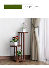 Stylish Brown Rubberwood Storage Rack - Natural Wood Finish for Home & Office fl-262