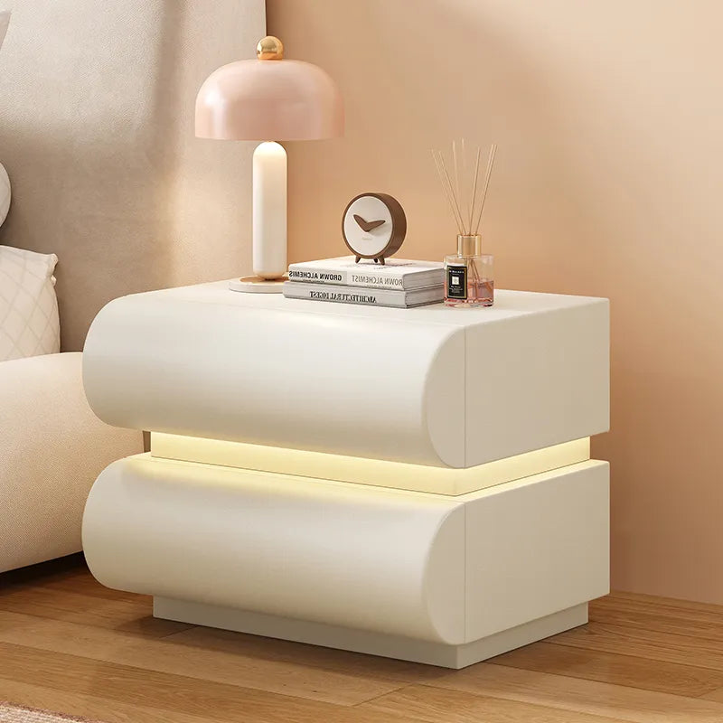 Nightstand Khaki Light gray Dark gray Green Pink Black Beige White Synthetic leather Pine Multi-layer board flsjj-6307