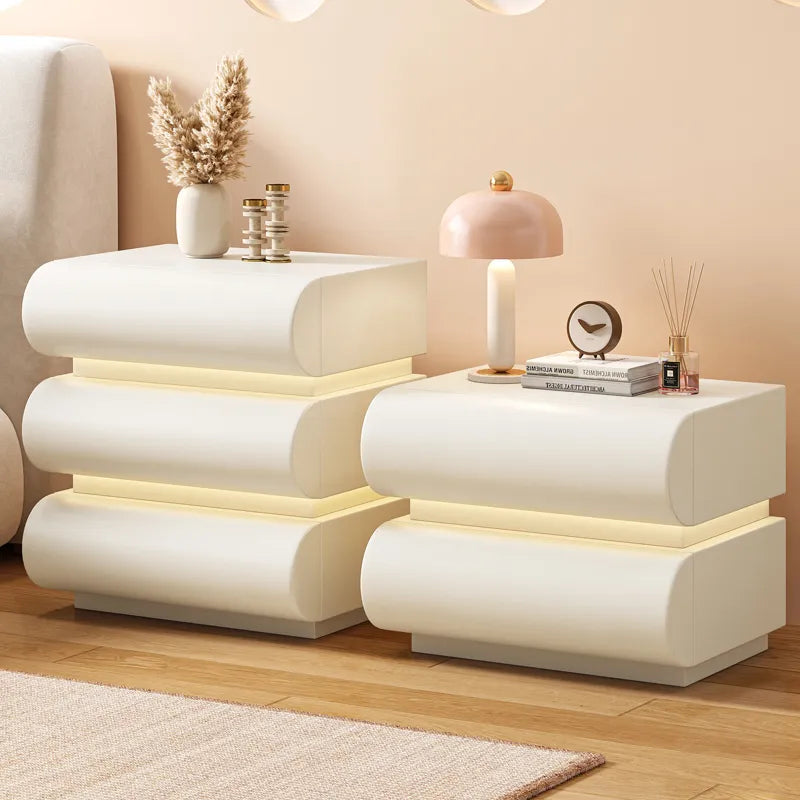 Nightstand Khaki Light gray Dark gray Green Pink Black Beige White Synthetic leather Pine Multi-layer board flsjj-6307