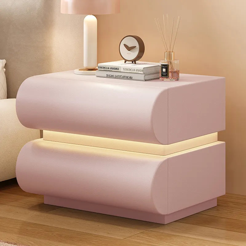 Nightstand Khaki Light gray Dark gray Green Pink Black Beige White Synthetic leather Pine Multi-layer board flsjj-6307