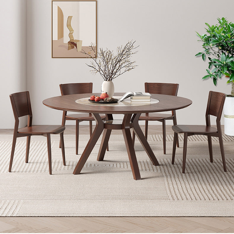 Elegant Glossy White Sintered Stone Table with Premium Ash Wood Base fmbs-005