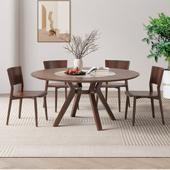 Elegant Glossy White Sintered Stone Table with Premium Ash Wood Base fmbs-005
