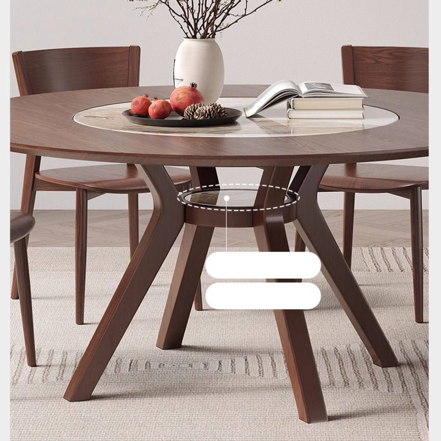 Elegant Glossy White Sintered Stone Table with Premium Ash Wood Base fmbs-005