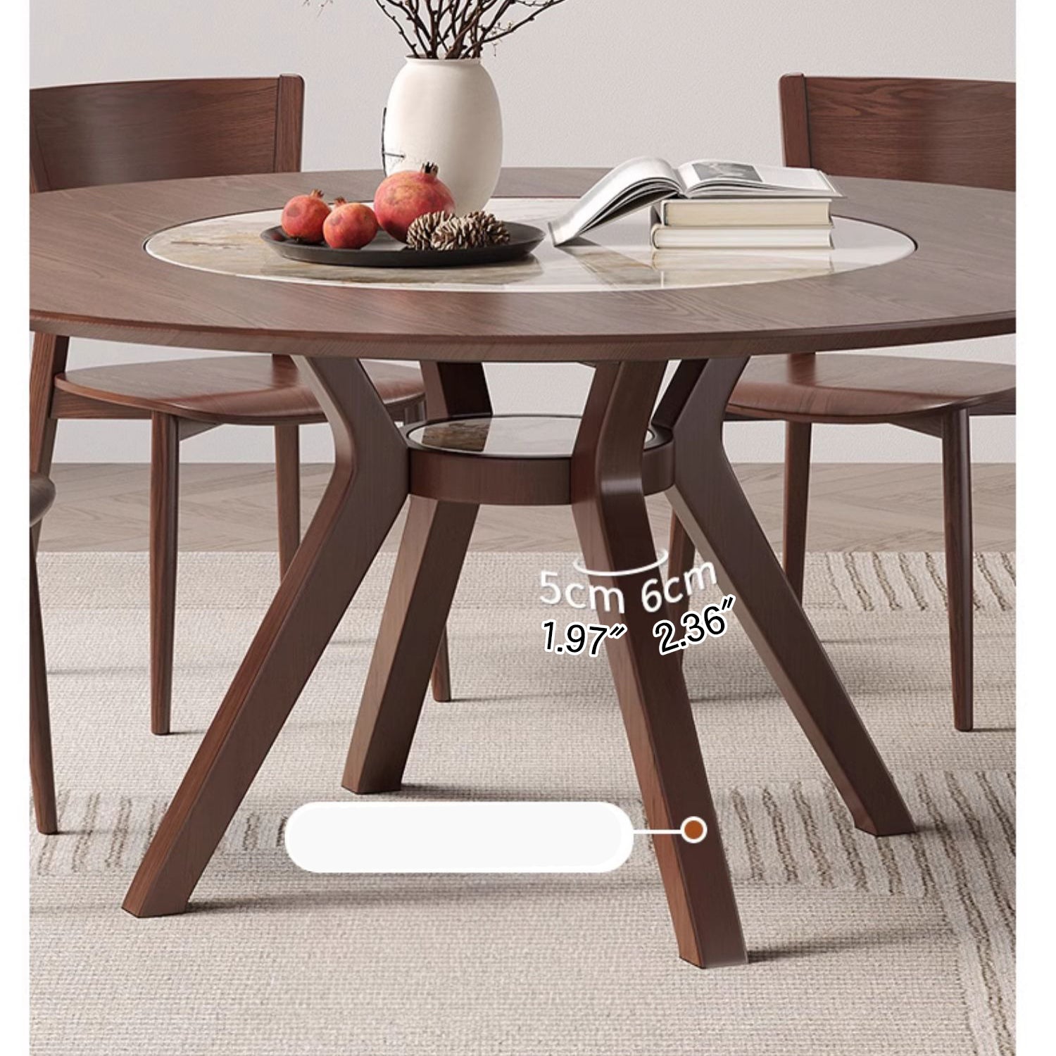 Elegant Glossy White Sintered Stone Table with Premium Ash Wood Base fmbs-005
