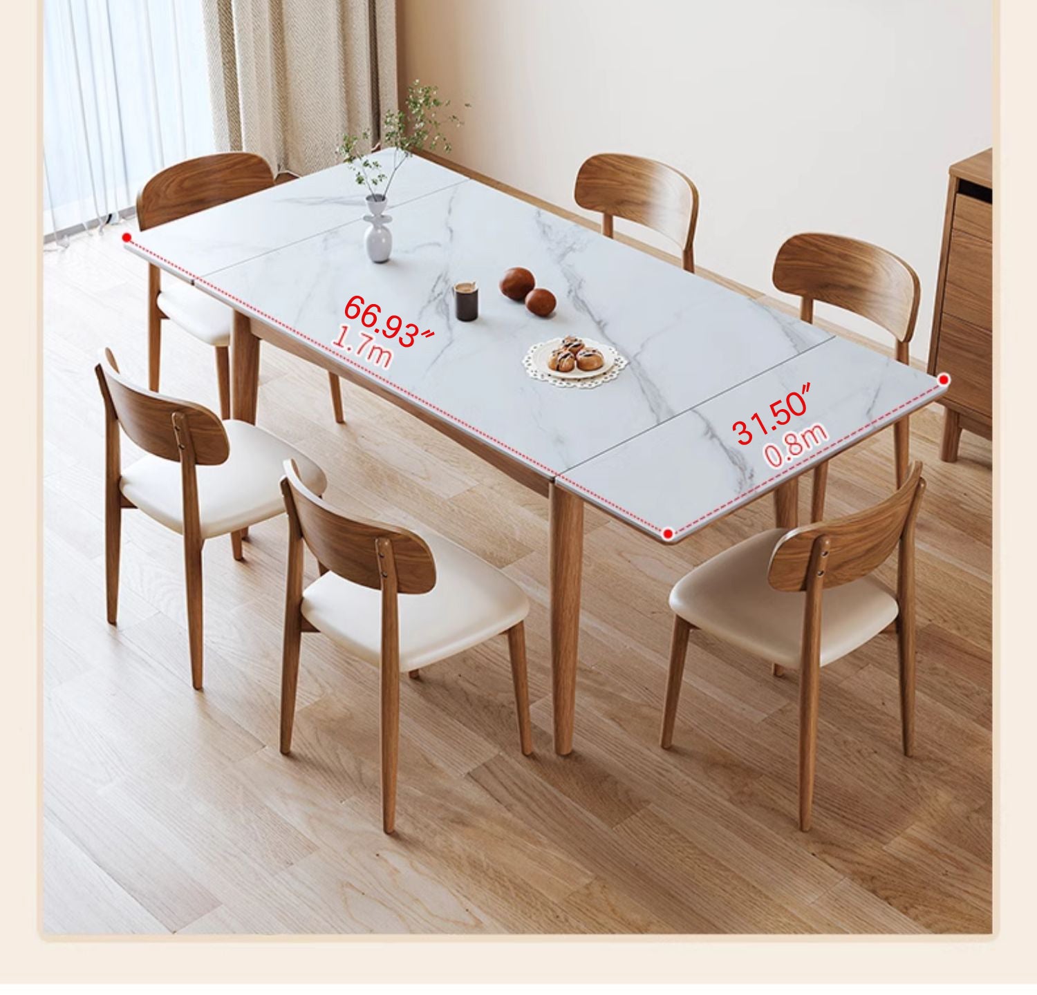 Elegant Brown Framed Table with Natural Sintered Stone and Ash Wood Finish fmbs-008