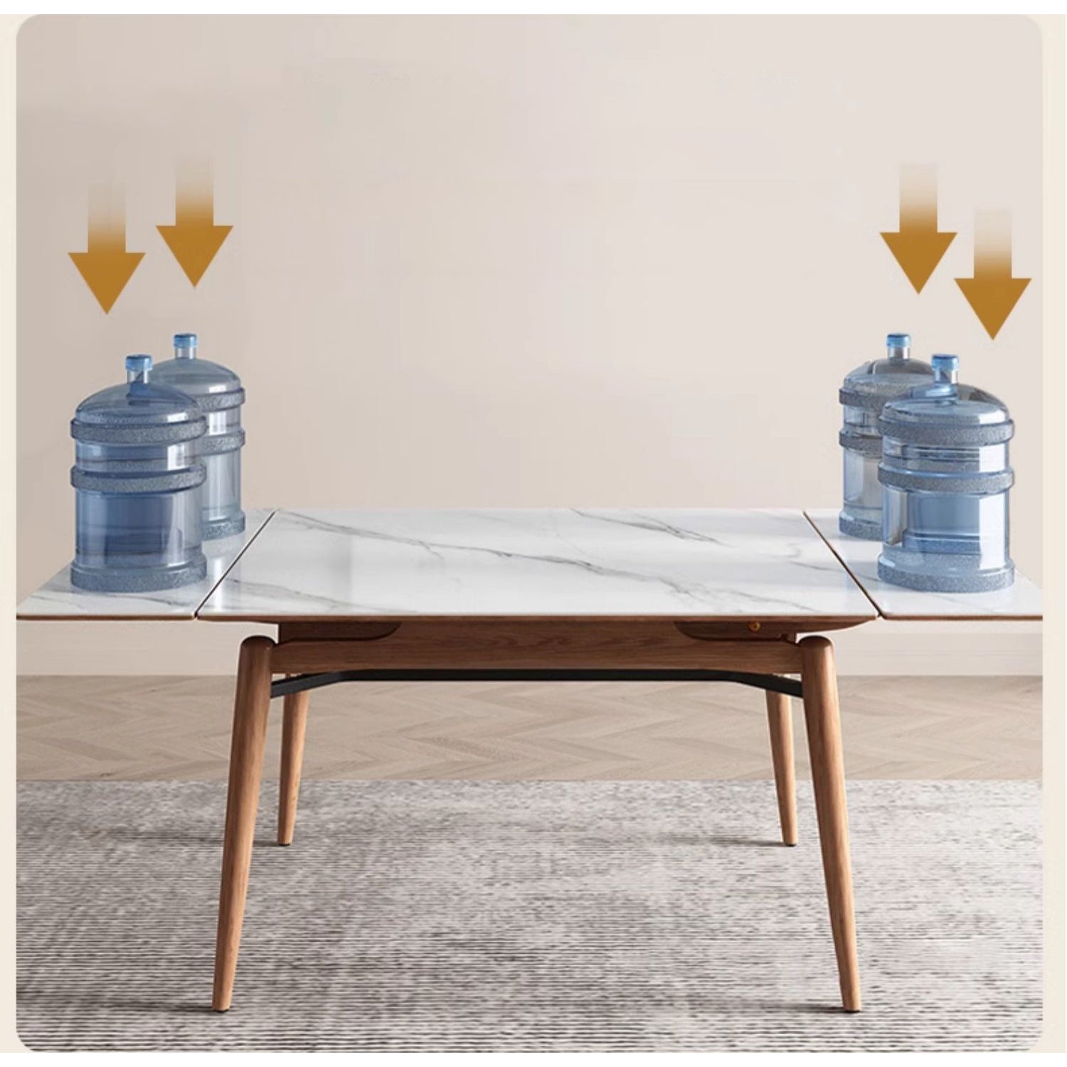 Elegant Brown Framed Table with Natural Sintered Stone and Ash Wood Finish fmbs-008
